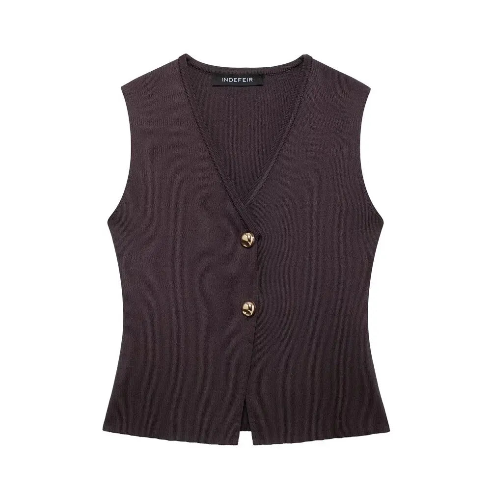 Conjunto – Toque Retrô Elegante, Blusa Tricotada Sem Mangas + Saia Longa Moderna