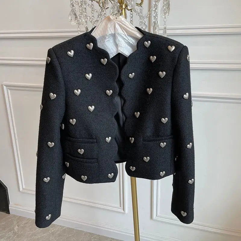 Blazer Detalhe Tecido Relevo Corações