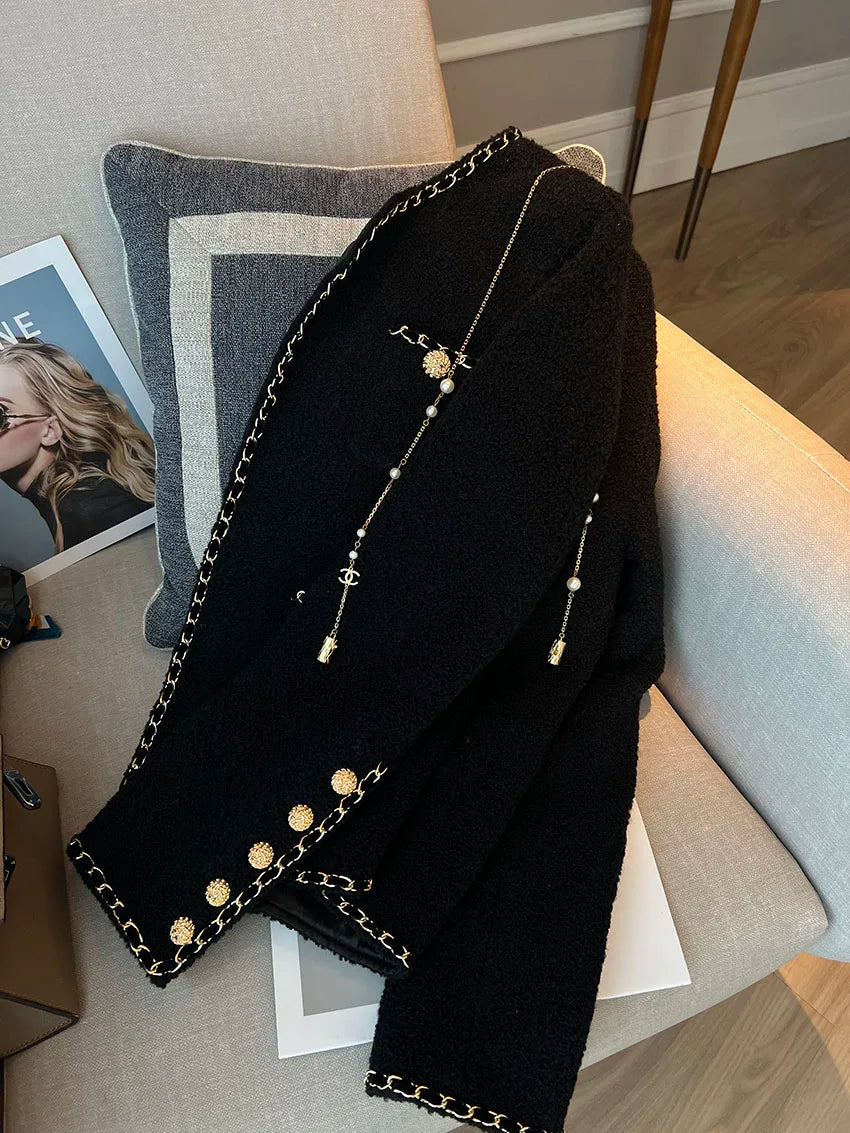 Blazer Tweed com detalhes Dourados