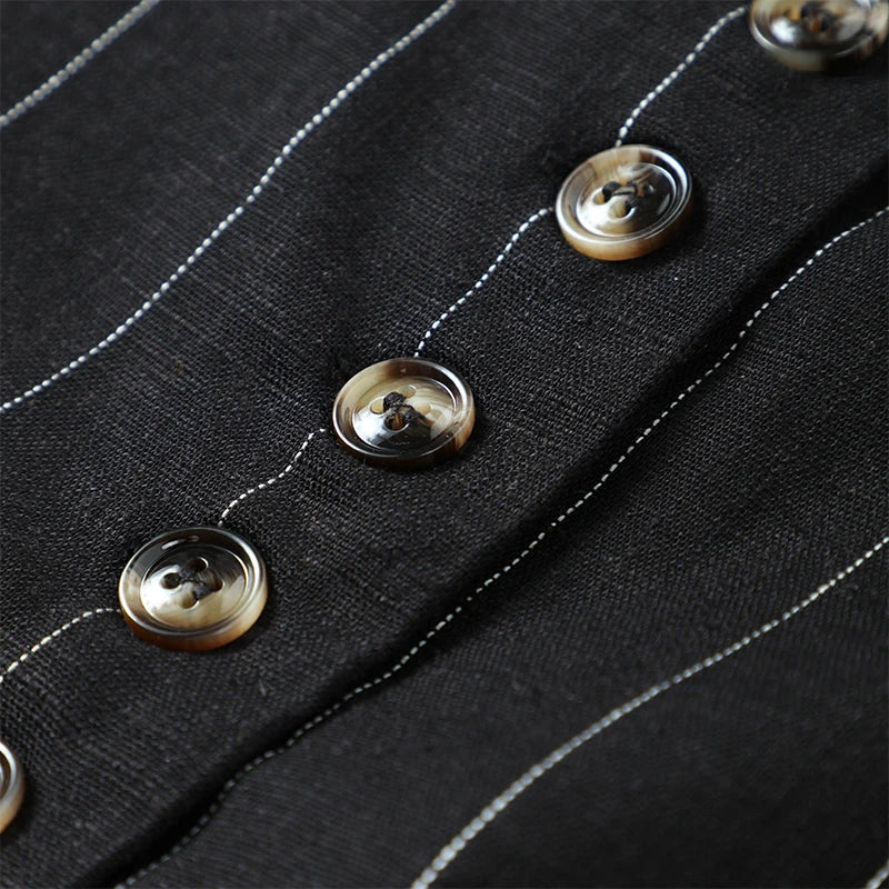 Conjunto Listrado - Colete e Mini Saia, Sem Mangas, Casual Elegante