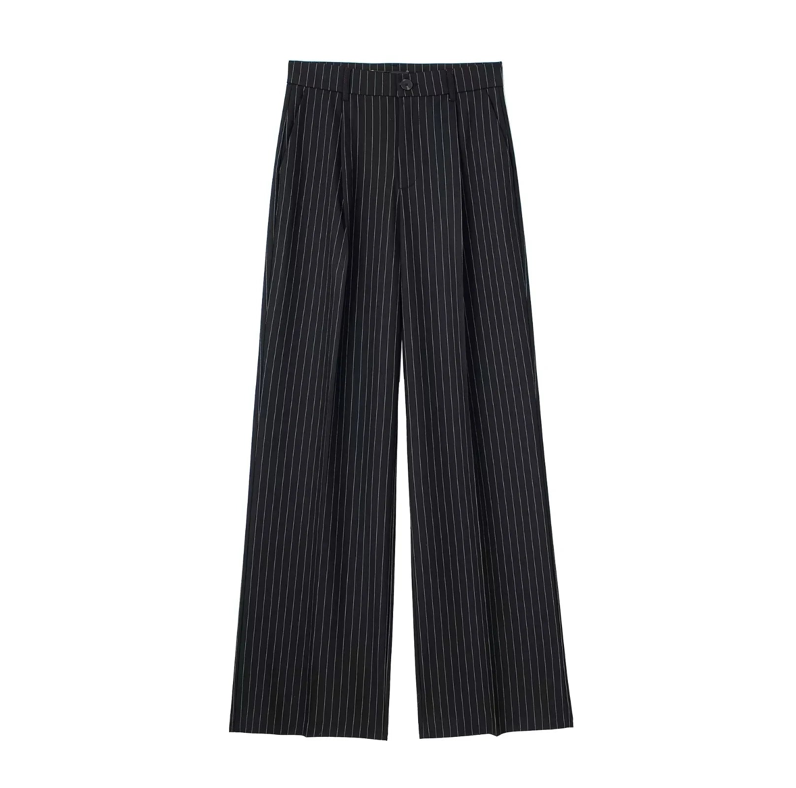 Calça de Alfaiataria Listrada – Cintura Alta e Silhueta Wide Leg Elegante