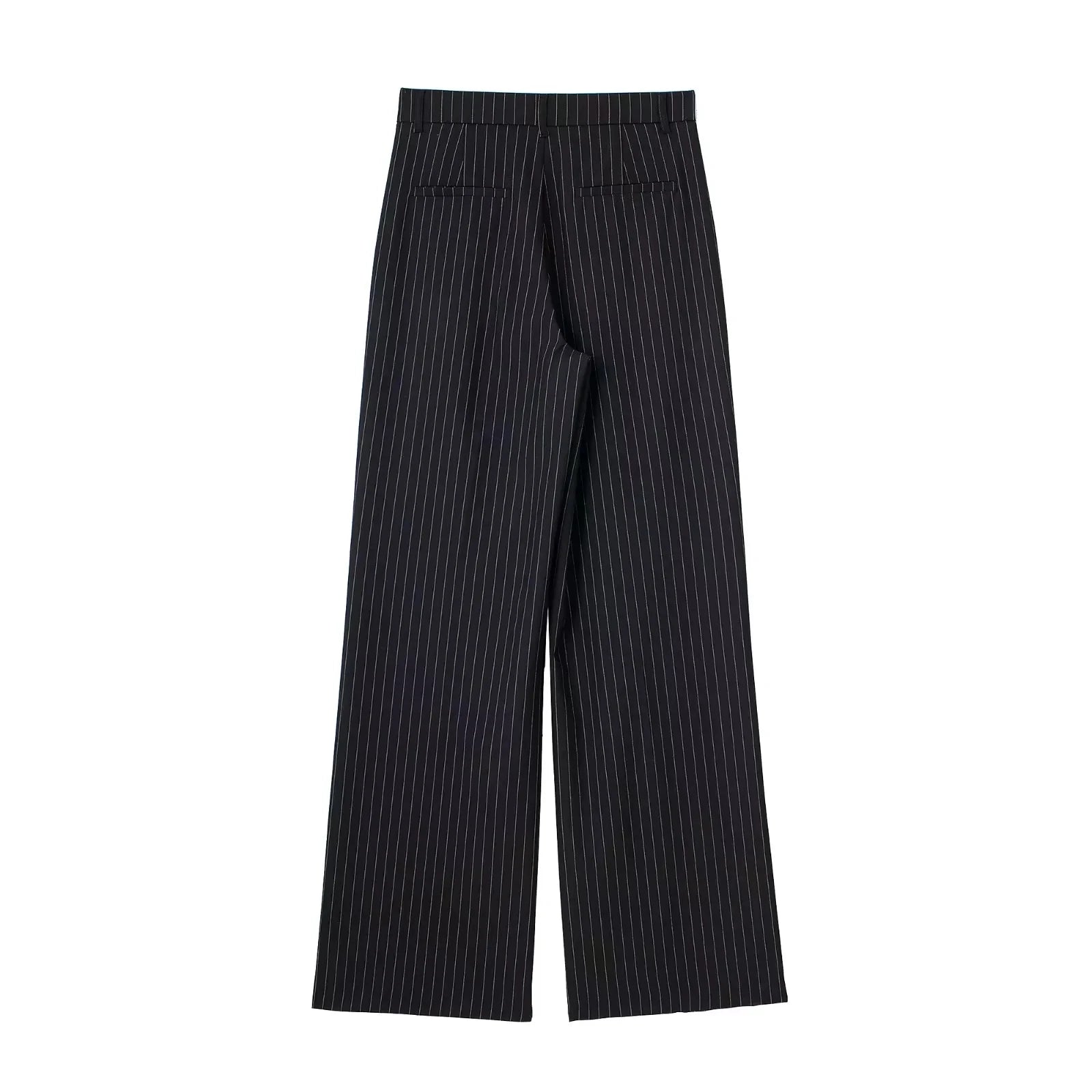 Calça de Alfaiataria Listrada – Cintura Alta e Silhueta Wide Leg Elegante