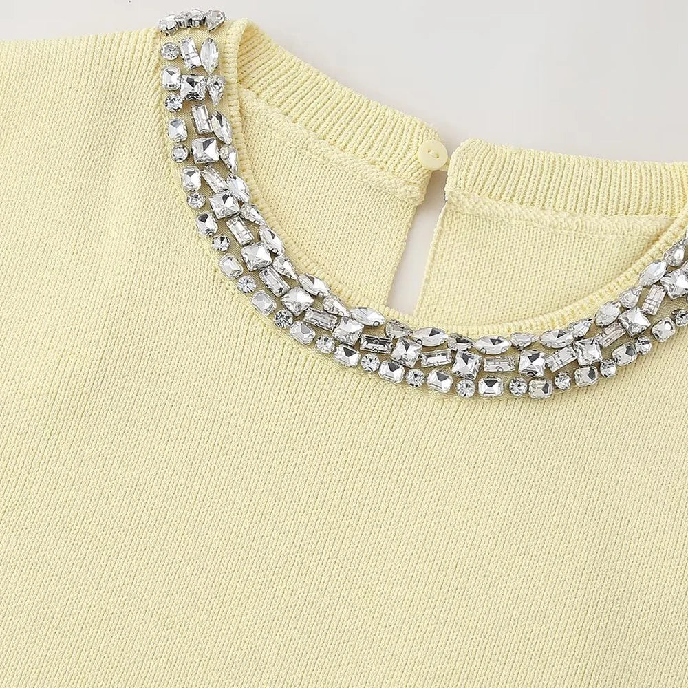 Regata Pulôver Modal com Gola Redonda e Detalhe Bordados á mão em Cristais