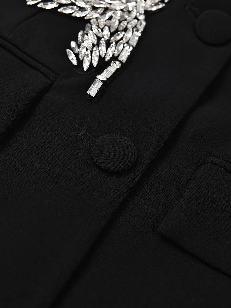 Blazer Bordado a Mão Com Cristais Luxo