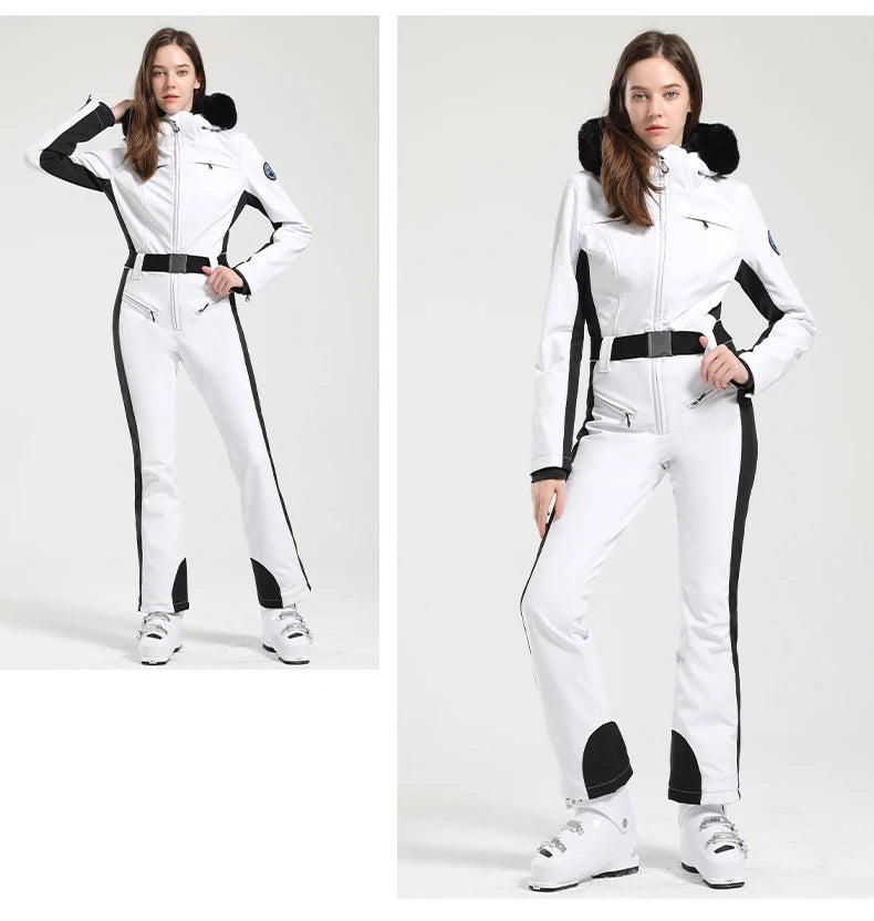 Macacão de Esqui Feminino GSOU SNOW – Peça Única, Acolchoado, Impermeável, Respirável e à Prova de Vento