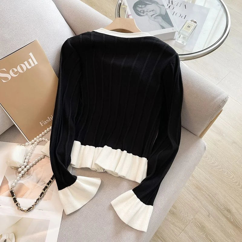 Cardigan Tricô Com Babado - Classic