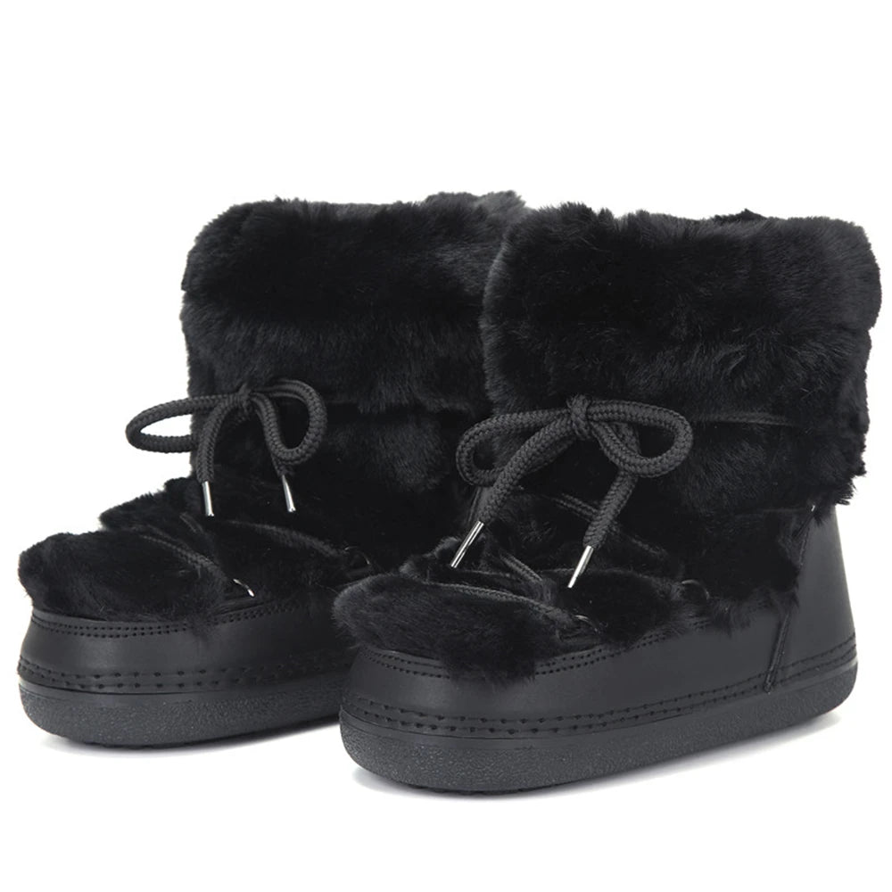 Botas de Neve com Peles Sintéticas – Plataforma Elegante e Conforto Aveludado