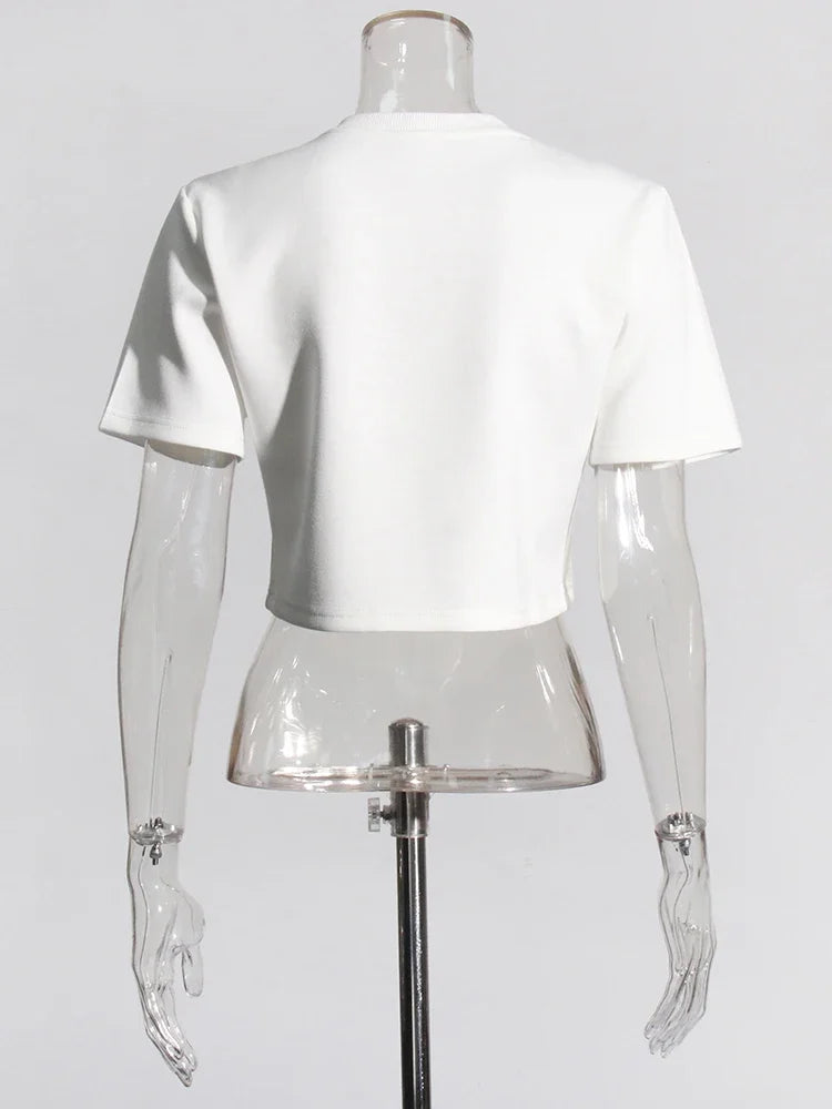 T-shirt Feminina Bordada à Mão com Cristais – Elegância e Exclusividade