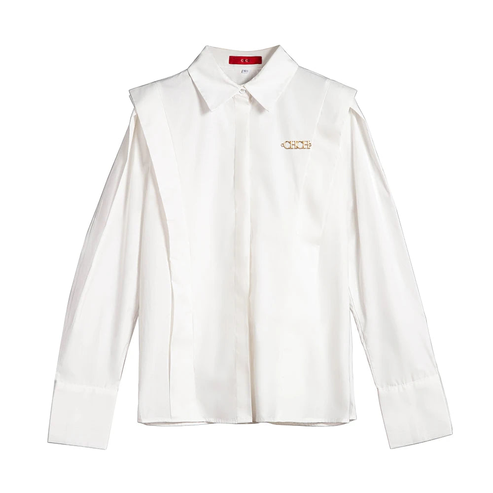 Blusa CHCH Elegante – Gola Clássica e Babados