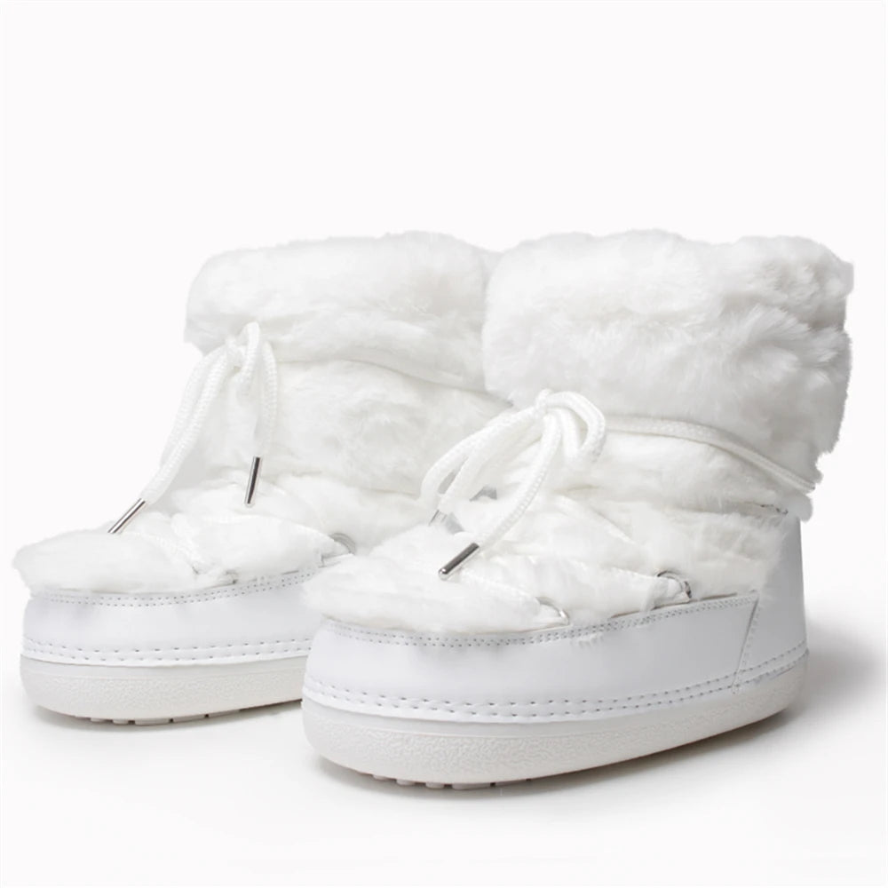 Botas de Neve com Peles Sintéticas – Plataforma Elegante e Conforto Aveludado