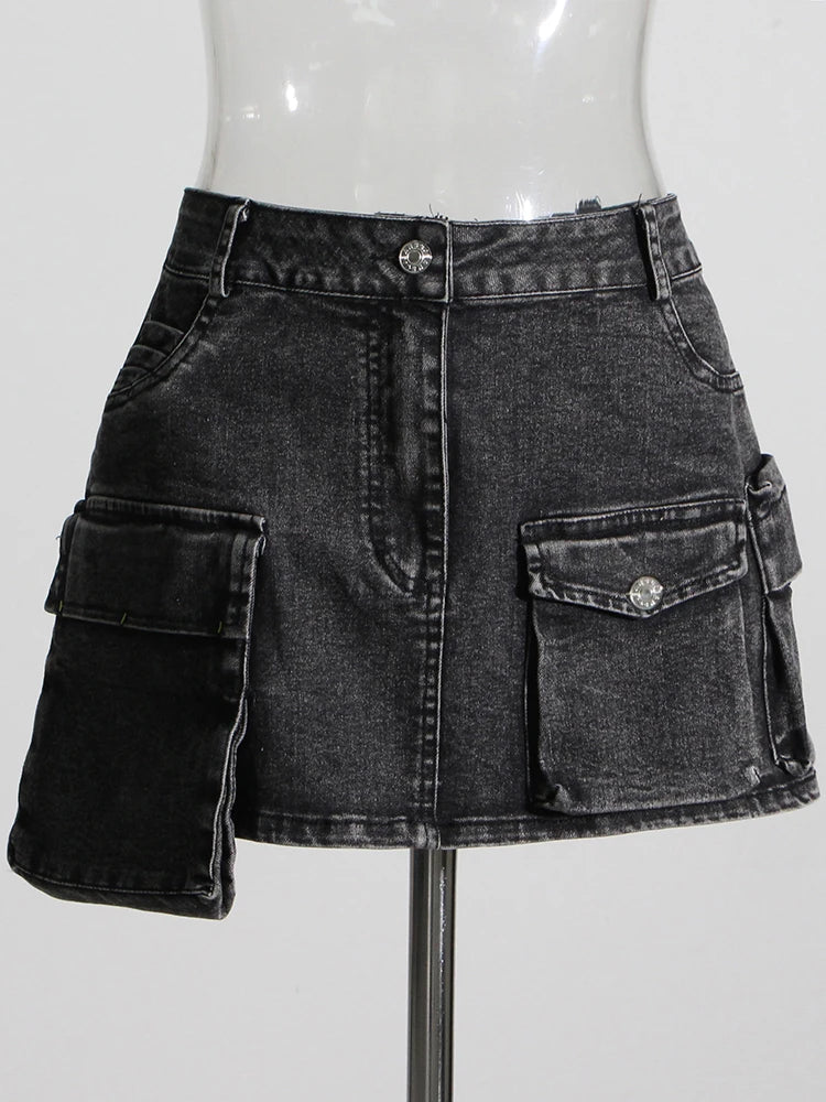 Conjunto Jeans top e saia cargo  - Novidade