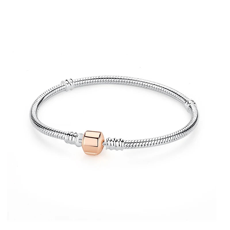 Pulseira de Prata 925 com Coração, Lua, Flor e Borboleta