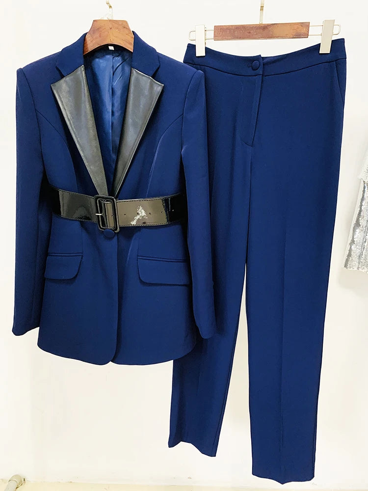 Conjunto Blazer Com cinto couro - Alfaiataria