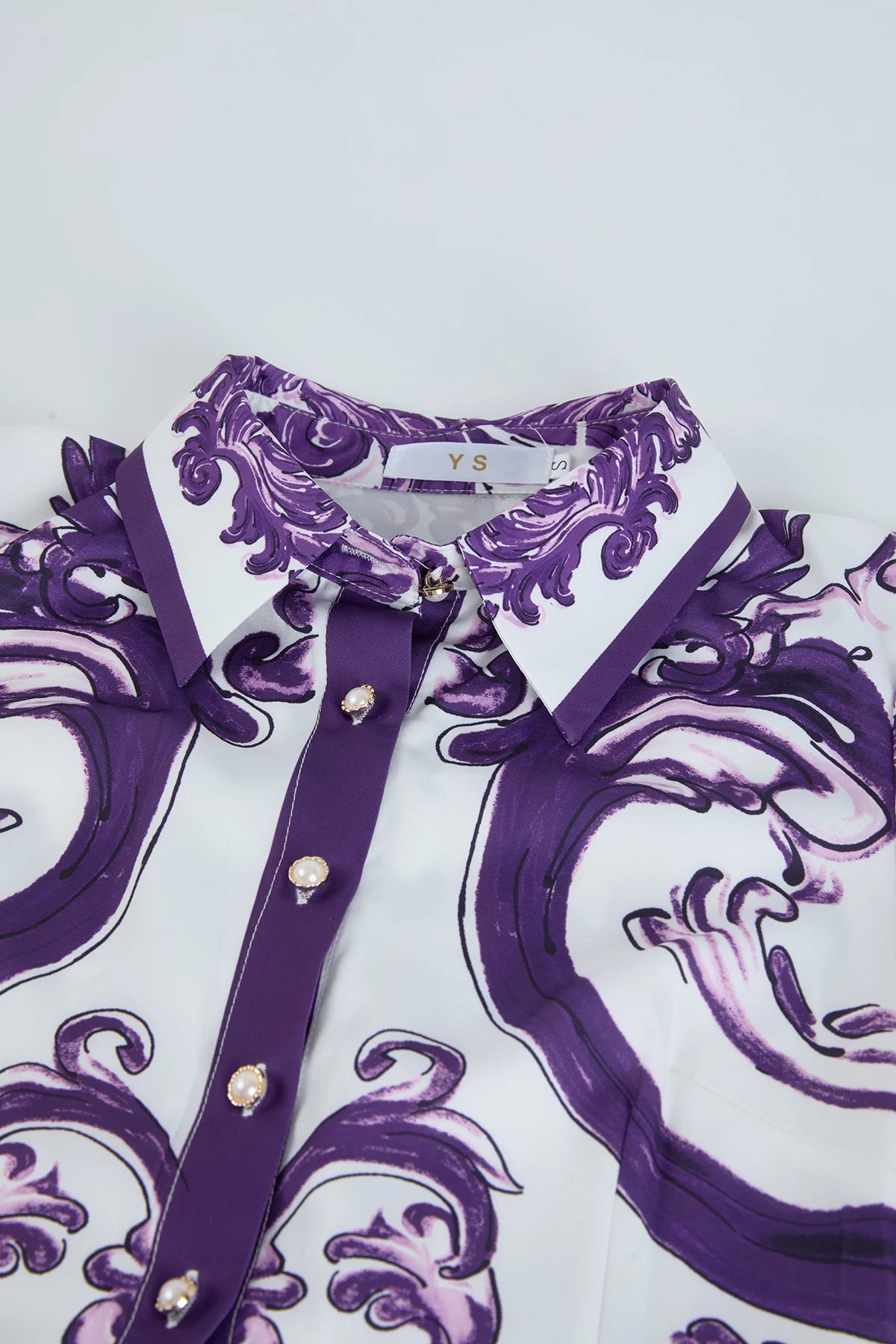 Vestido– Estampa Vintage, Gola Lapela, Cintura com Laço, Elegante, A-Line Slim, Roxo