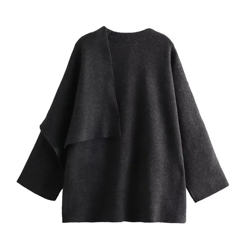Casaco com Gola Assimétrica – Inverno com Estilo e Conforto