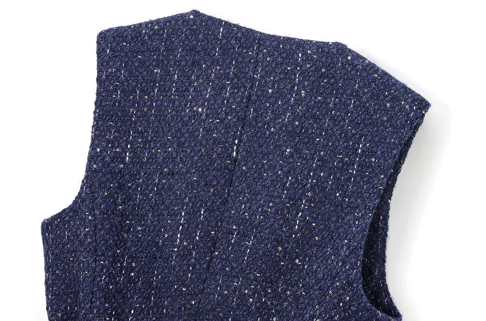 Colete Tweed com Cinto – Elegância e Estilo Atemporal