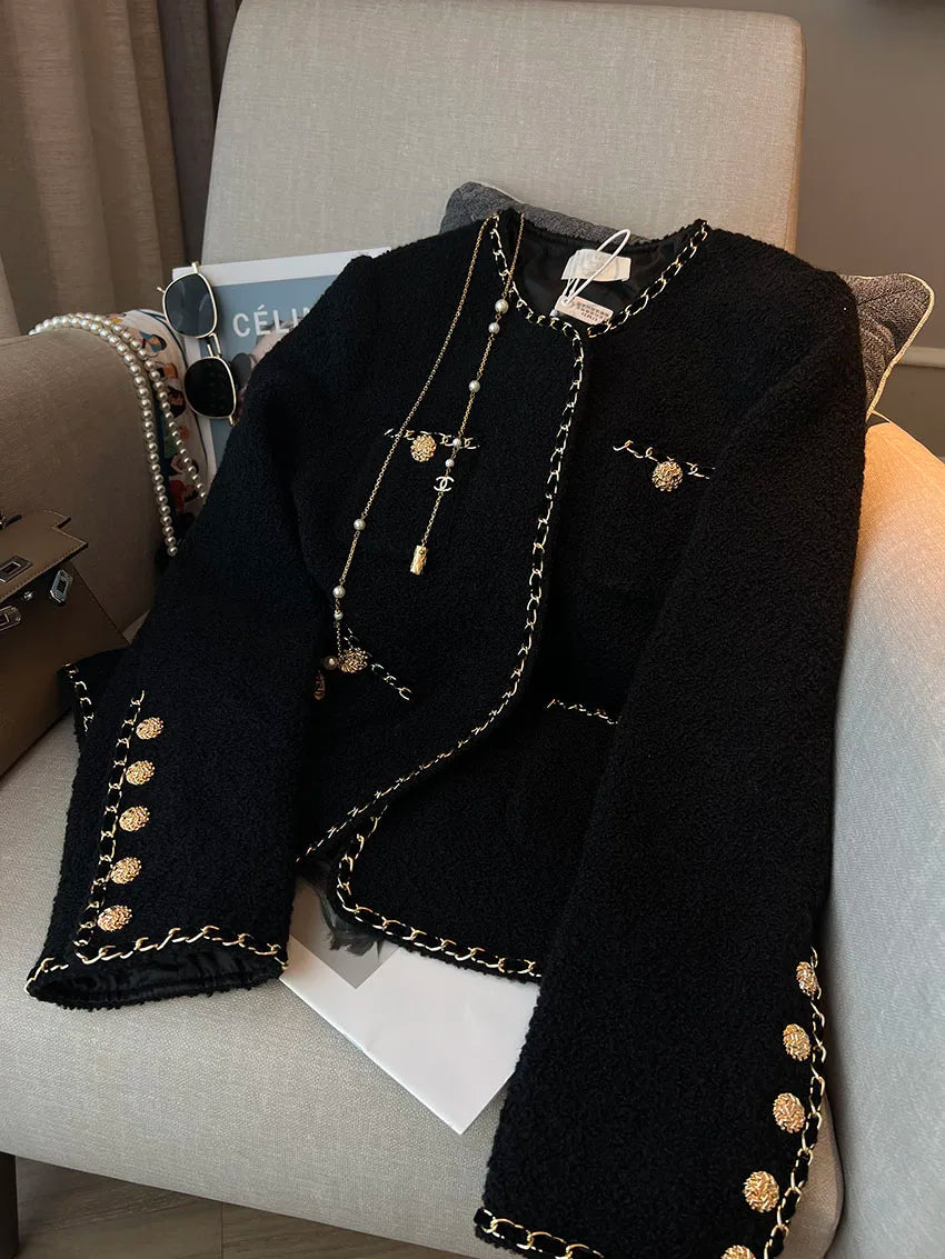 Blazer Tweed com detalhes Dourados