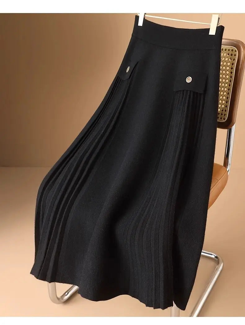 Saia Plissada de Cintura Alta Modal – Sofisticação e Conforto