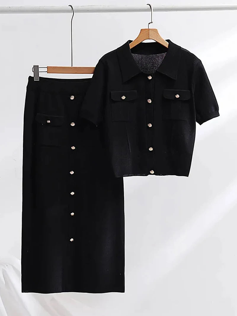 Conjunto saia midi e camiseta elegante