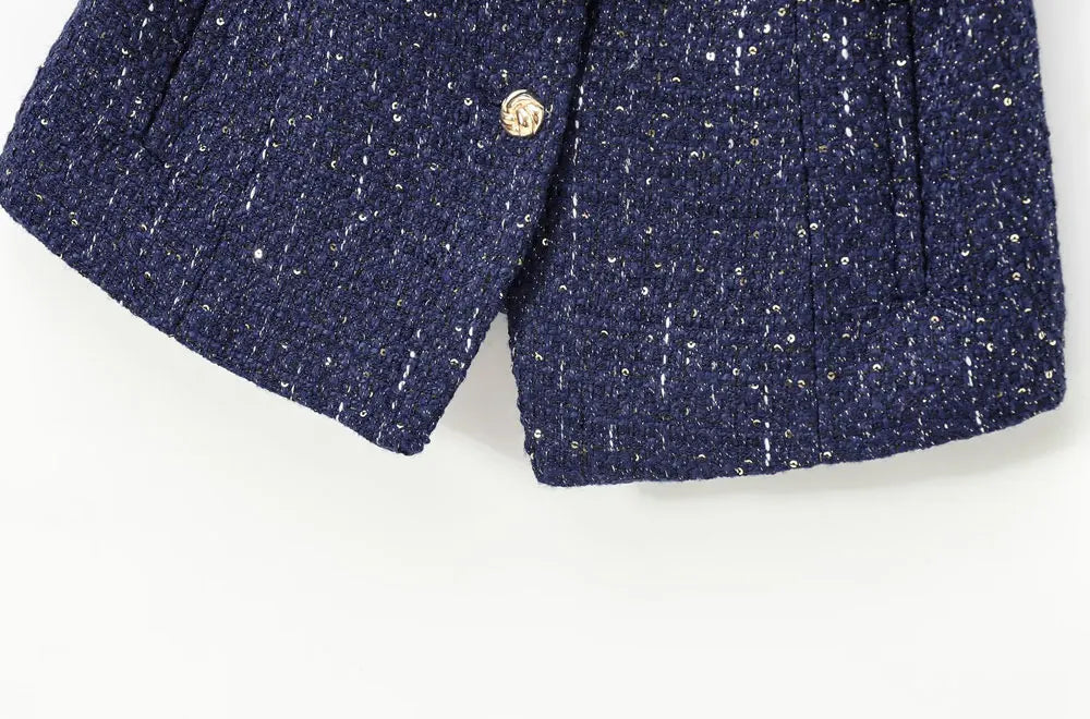 Colete Tweed com Cinto – Elegância e Estilo Atemporal