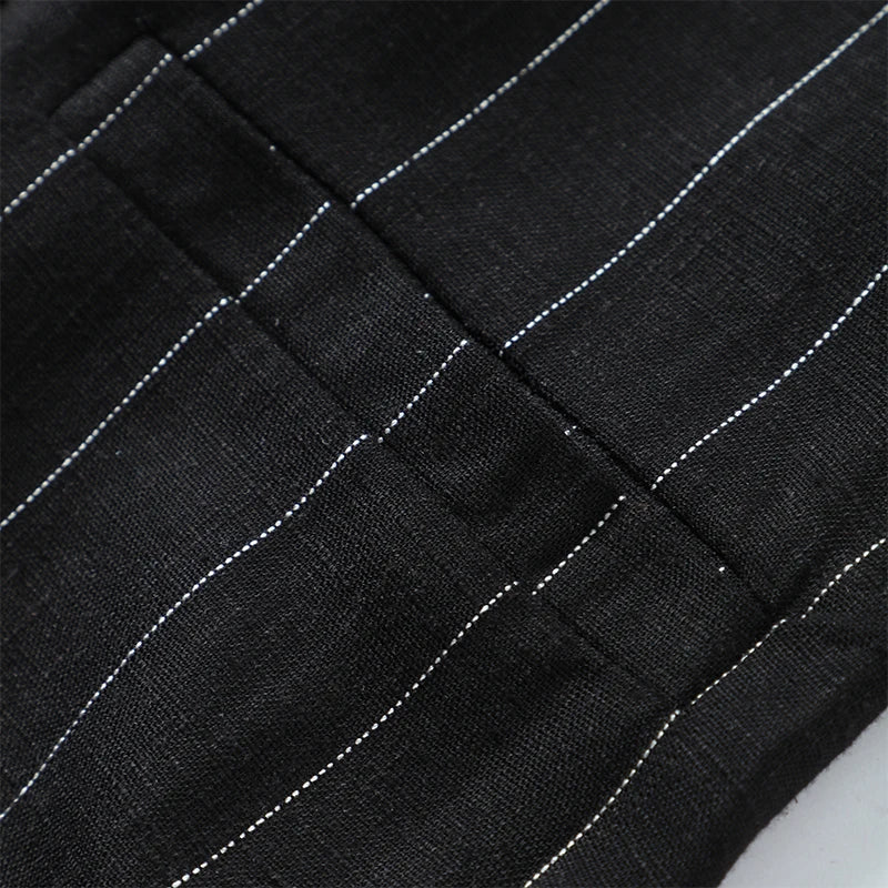 Conjunto Listrado - Colete e Mini Saia, Sem Mangas, Casual Elegante