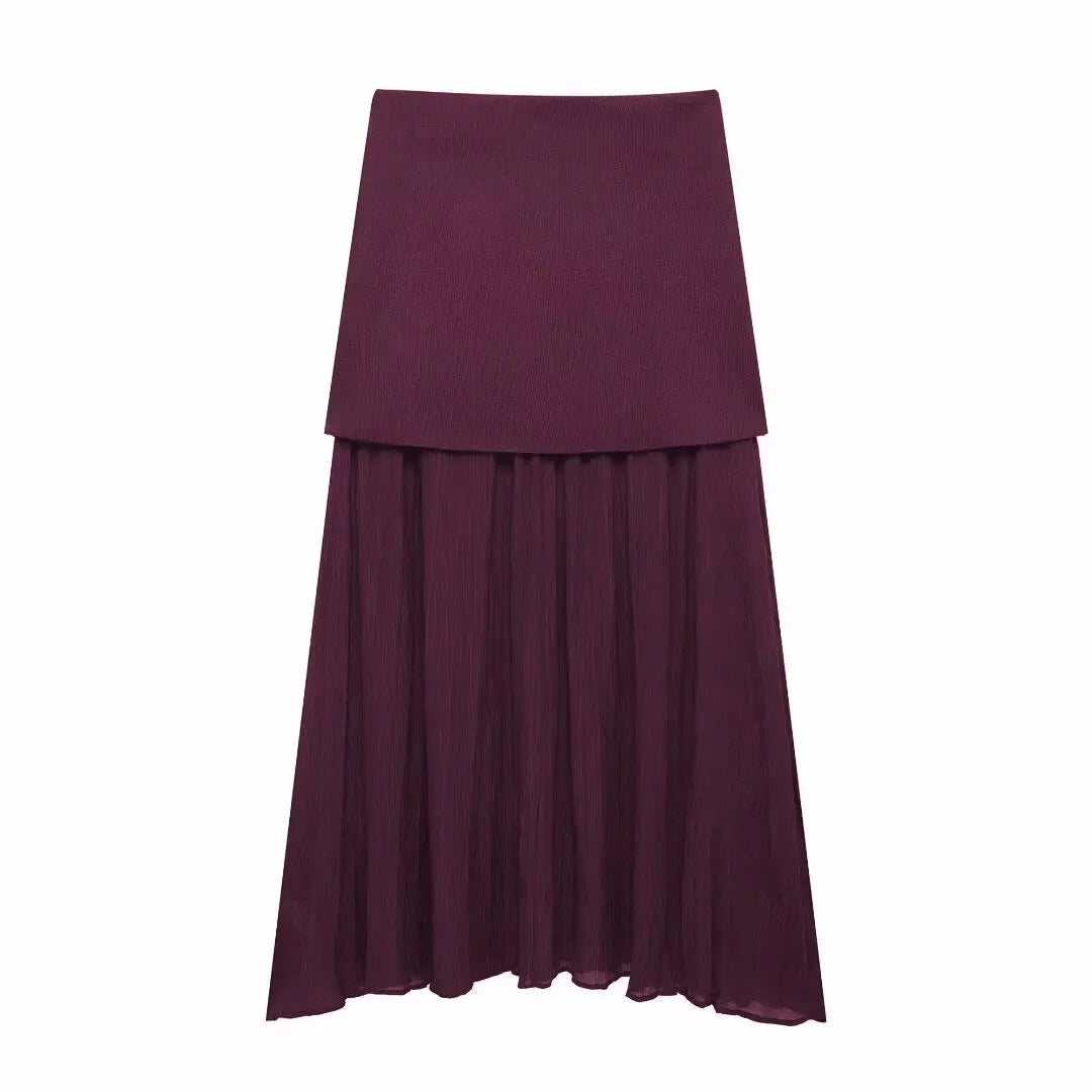 Conjunto – Toque Retrô Elegante, Blusa Tricotada Sem Mangas + Saia Longa Moderna