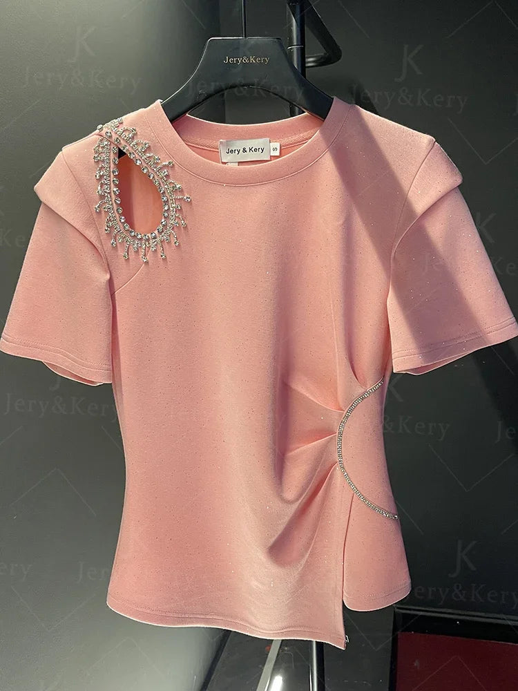 T-shirt Bordada Con detalhes - algodão