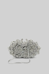 Bolsa clutch com enfeite de cristal