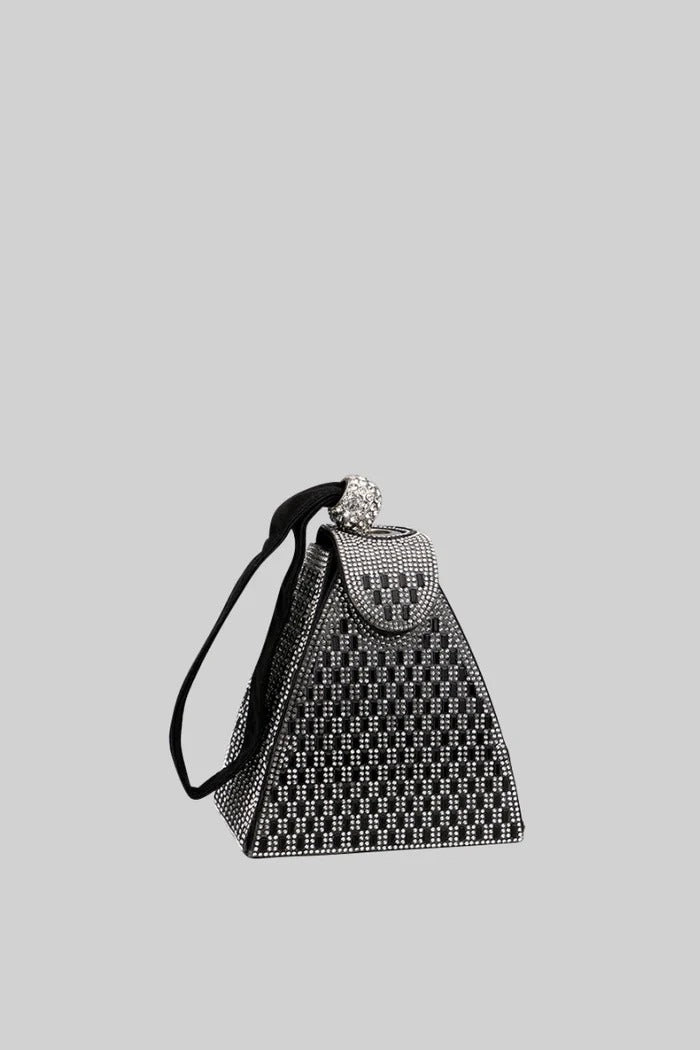 Bolsa Triangular Pedras Efeito Metálico