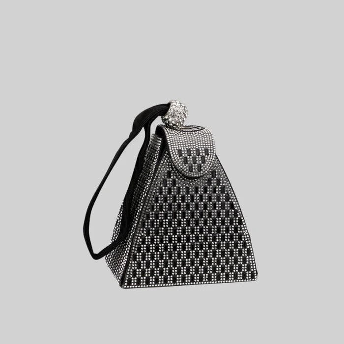 Bolsa Triangular Pedras Efeito Metálico