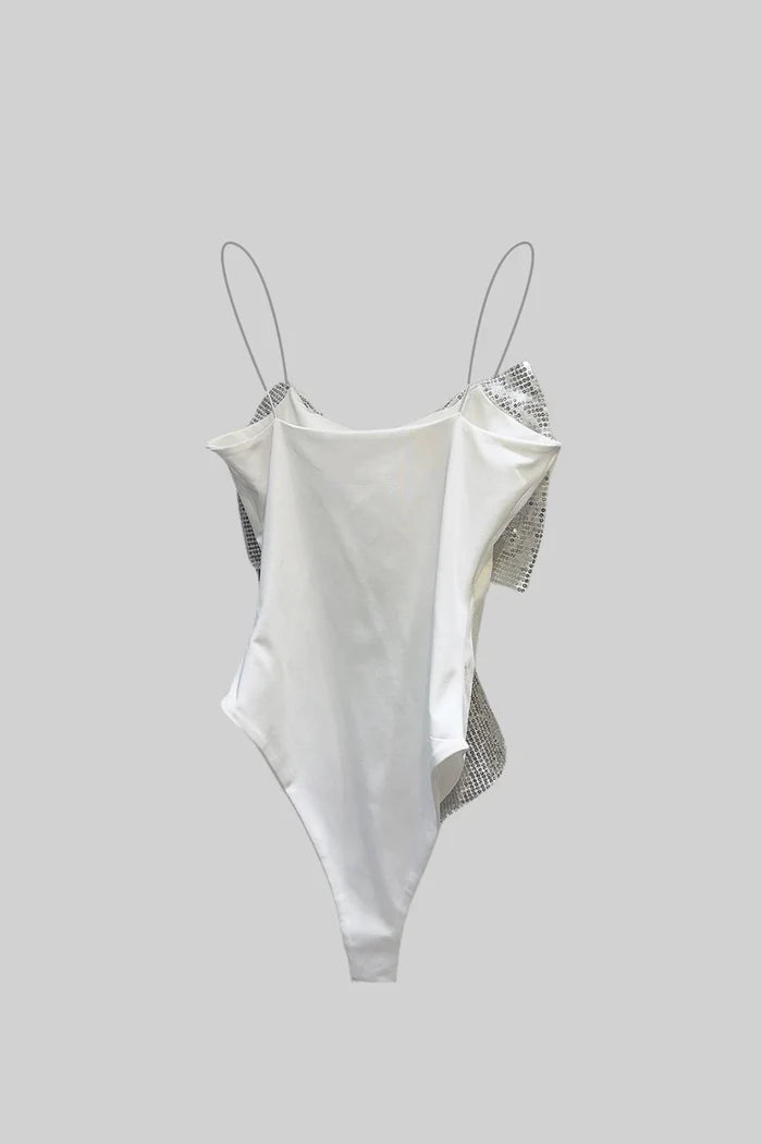 Body com Grande Laço Frontal de Lantejoulas