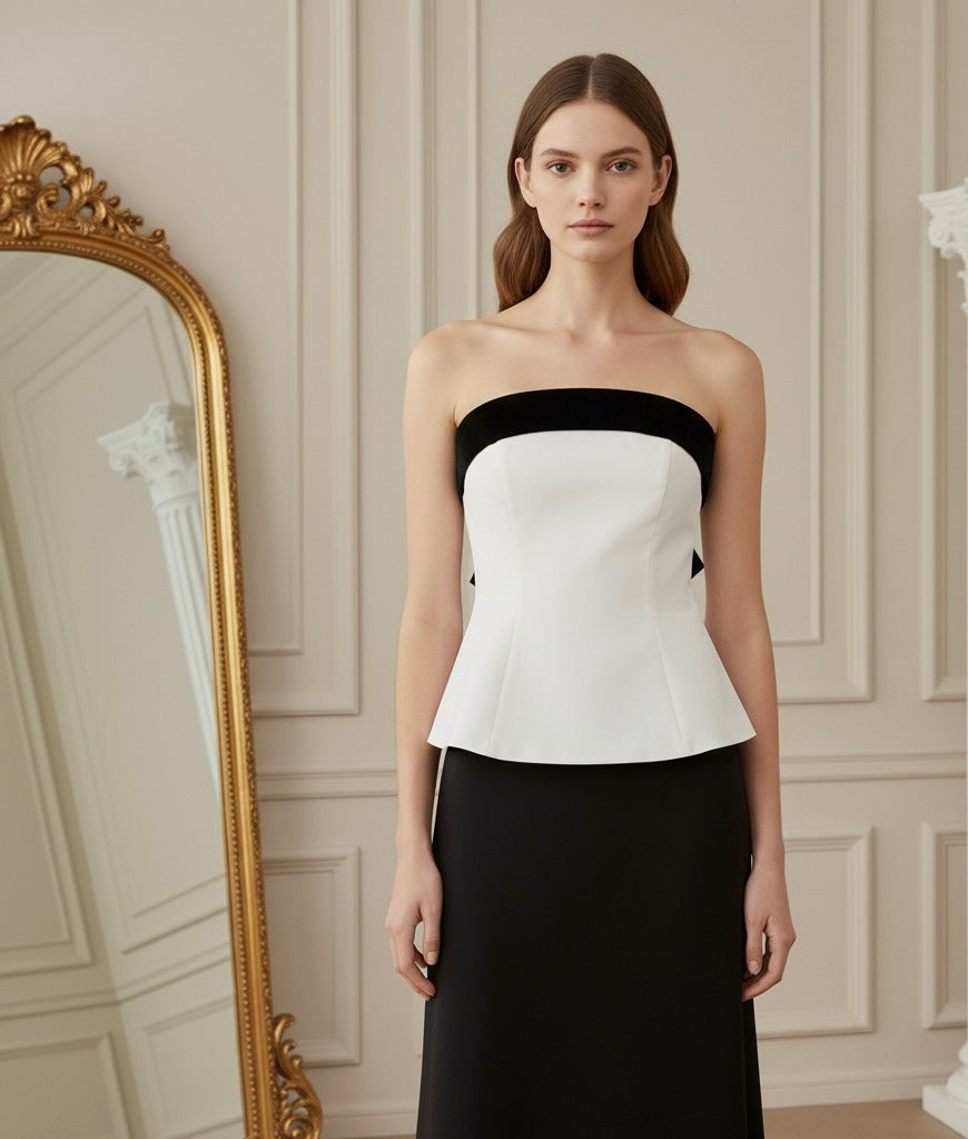 Blusa Sem Alças com Laço - Top Cropped Branco Estilo Chic