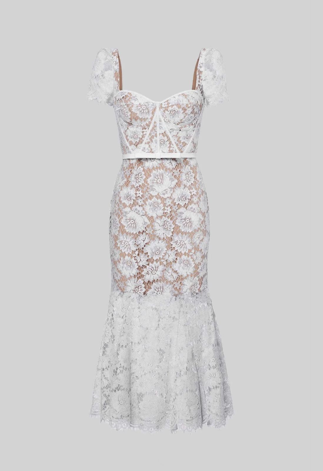 Vestido Longo de Renda Bordada - Silhueta Sereia com Estrutura Interna e Elegância Atemporal