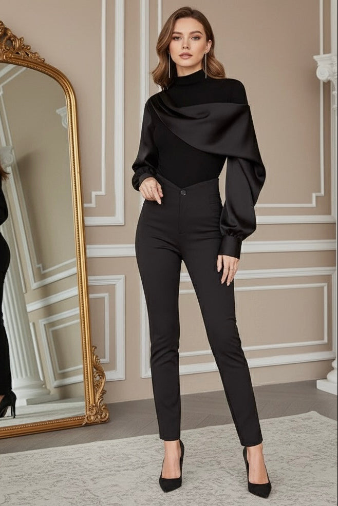 Blusa com Gola Alta Média – Elegância Sofisticada