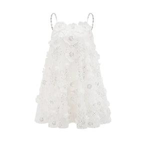 Vestido Bordado Floral, Cristais Manuais e Alças Delicadas