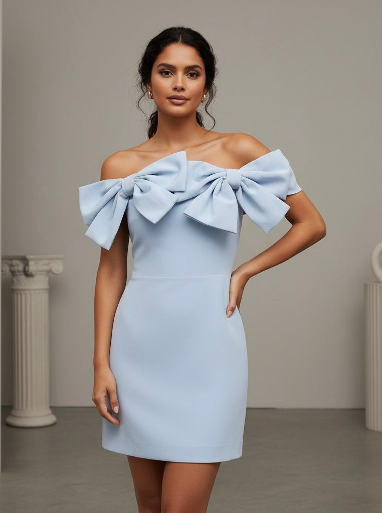 Vestido Curto com Detalhe Laço 3D – Elegância e Estilo em uma Peça Única