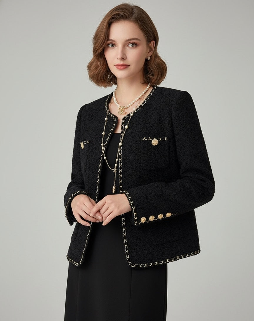 Blazer Tweed com detalhes Dourados