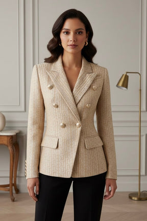 Blazer com detalhe em alfaiataria jacquard - botões timbrados