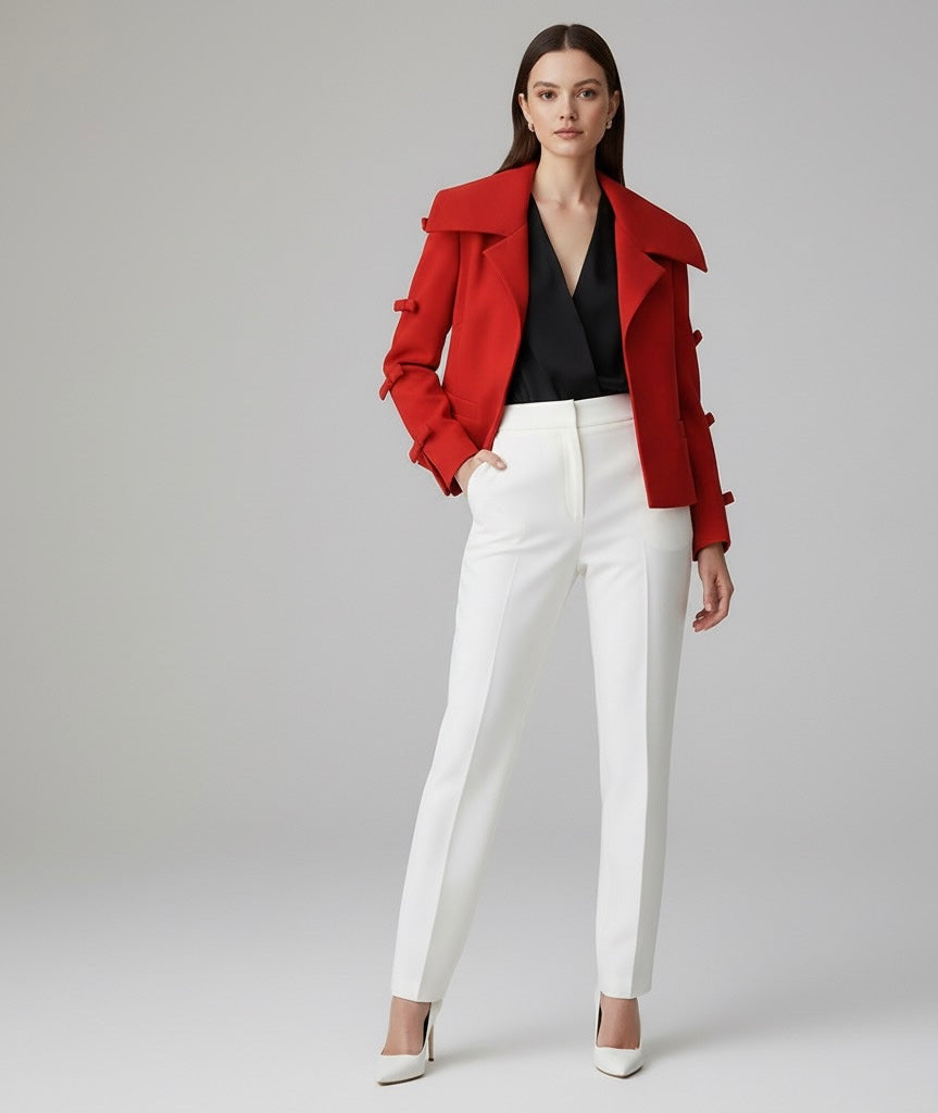 Blazer com Laço e Detalhes na Manga