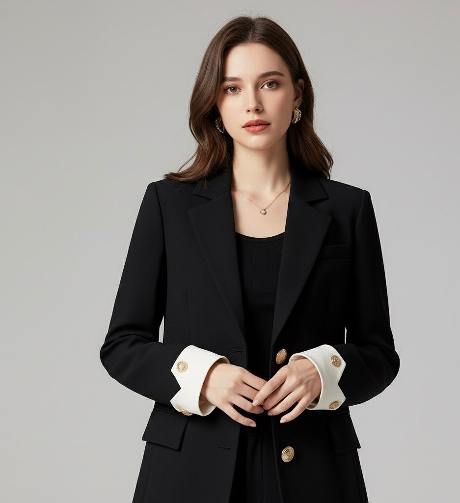 Blazer Botões Dourados com detalhe no Punho -  Elegância e sofisticação
