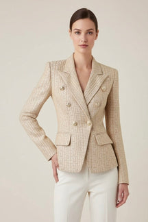Blazer com detalhe em alfaiataria jacquard - botões timbrados