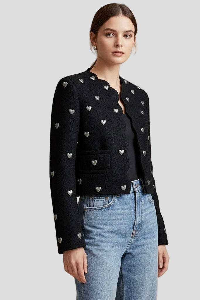 Blazer Detalhe Tecido Relevo Corações