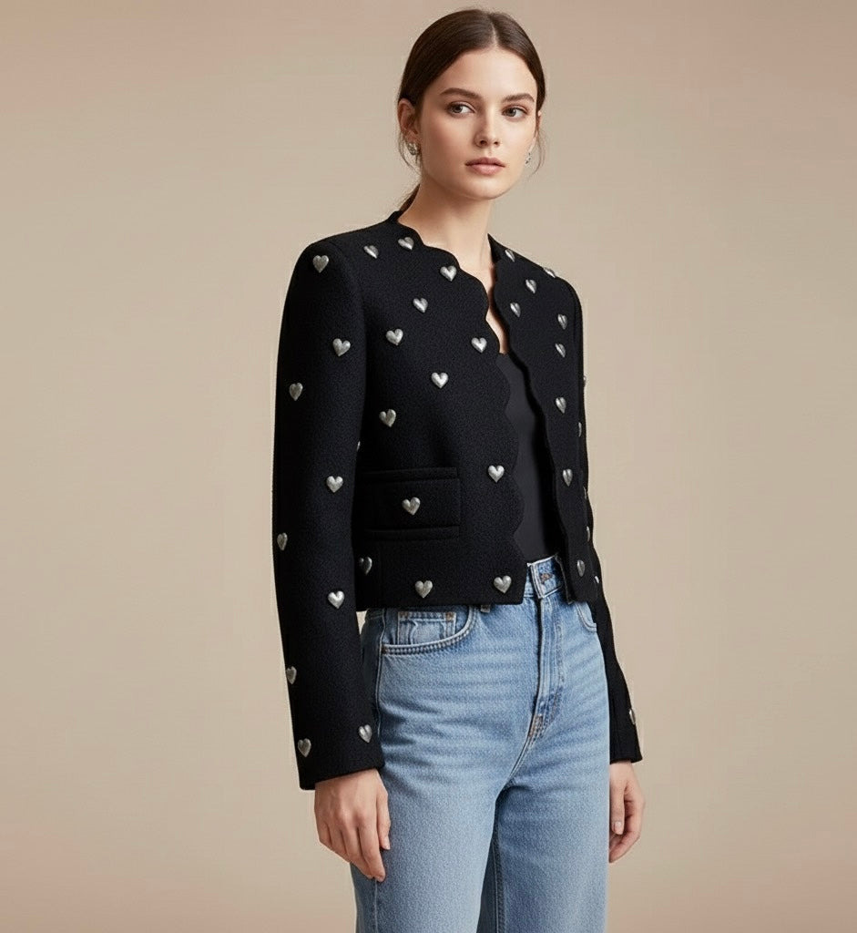 Blazer Detalhe Tecido Relevo Corações