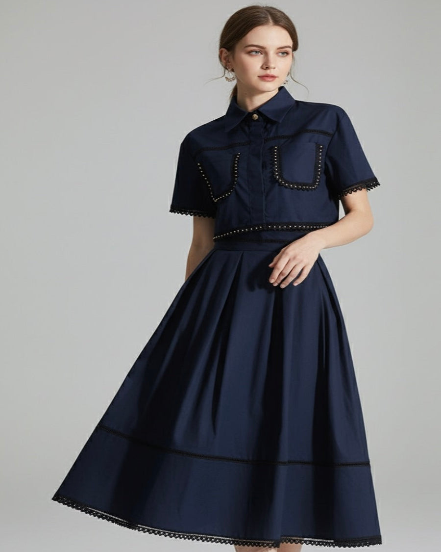 Conjunto Slim de Duas Peças - Detalhes bordados na Renda