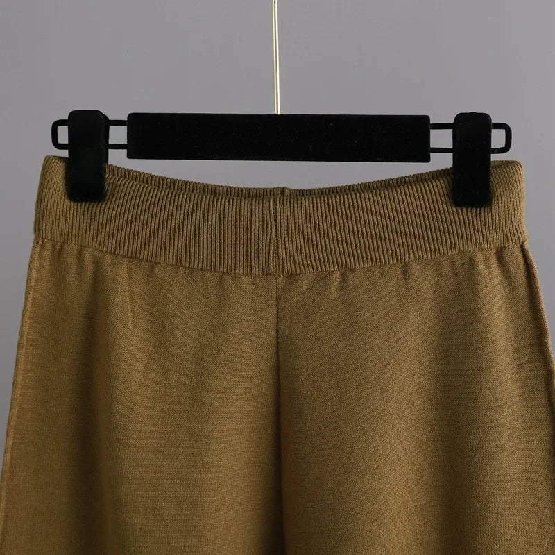 Conjunto Calça e Blusão de Tricô Inverno