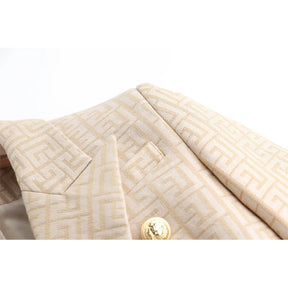 Blazer com detalhe em alfaiataria jacquard - botões timbrados