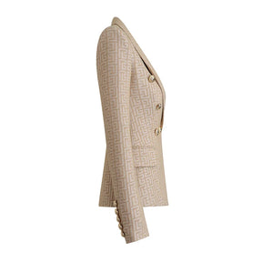 Blazer com detalhe em alfaiataria jacquard - botões timbrados
