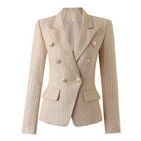 Blazer com detalhe em alfaiataria jacquard - botões timbrados