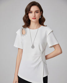 T-shirt Bordada Con detalhes - algodão