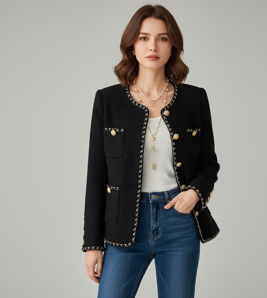 Blazer Tweed com detalhes Dourados